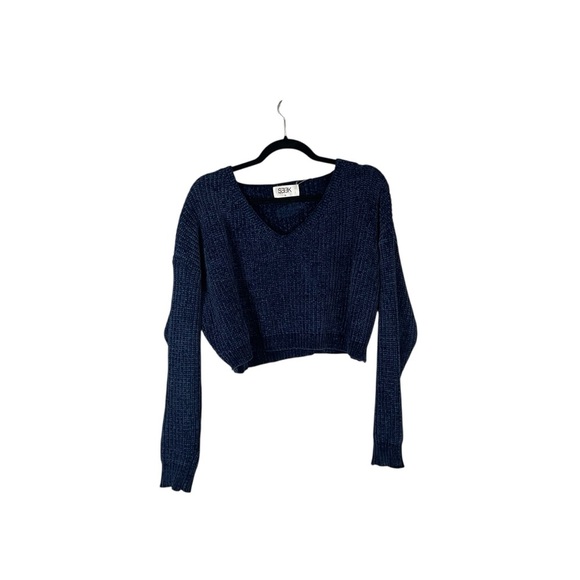 Seek The Label Blue Chenille Ribbed Knit Pullover Sweater Size M - Picture 2 of 6